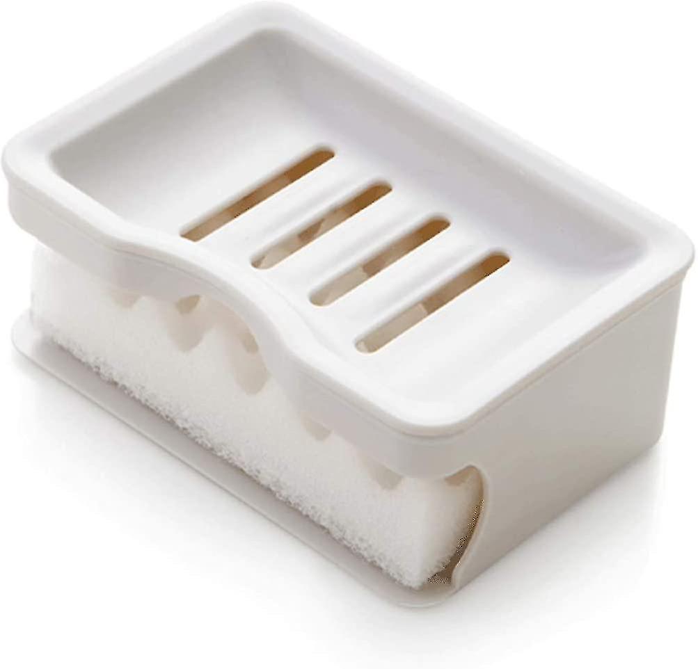 Soap Box Creative Double Layer Bathroom Soap Dish, Plastic Soap Tray With Sponge, Soap Container Wit