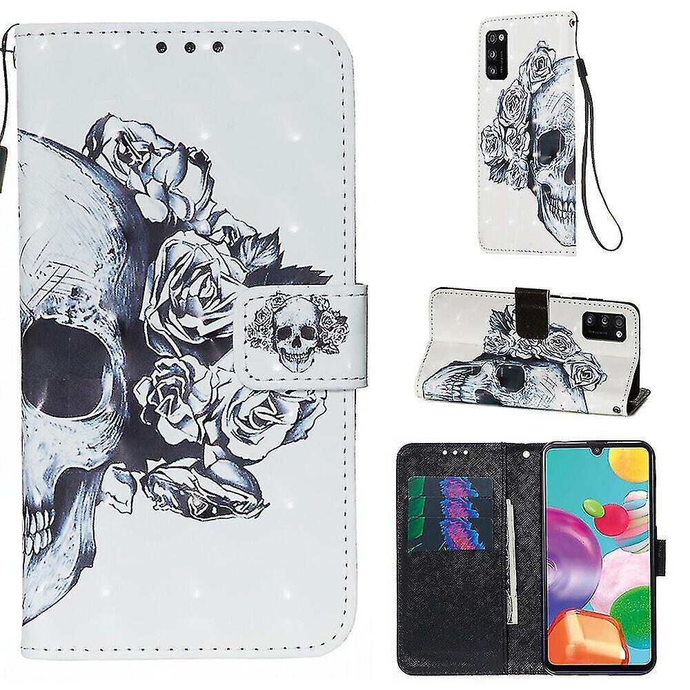 Compatible With Samsung Galaxy A41 Case 3d Pattern Wallet Card Magnetic Etui Cover Folio - Death