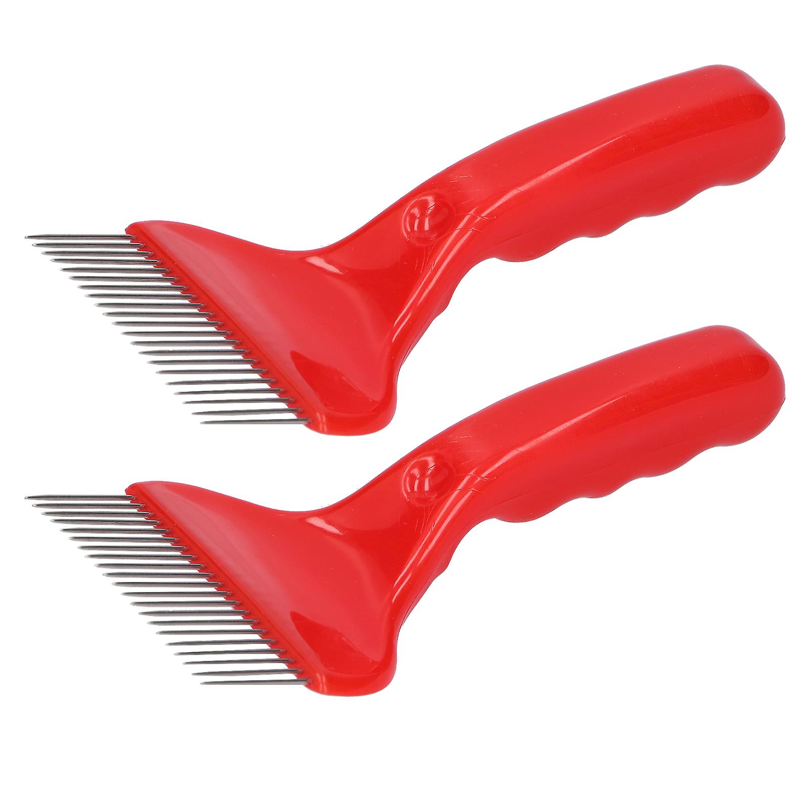 2PCS Stainless Steel Honey Uncapping Fork, Red Handle, 19x9cm