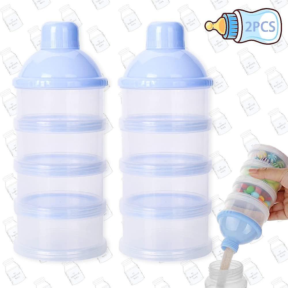 2 stuks draagbare melkpoeder opslagcontainer, stapelbare dozen, 4 snack containerblauw