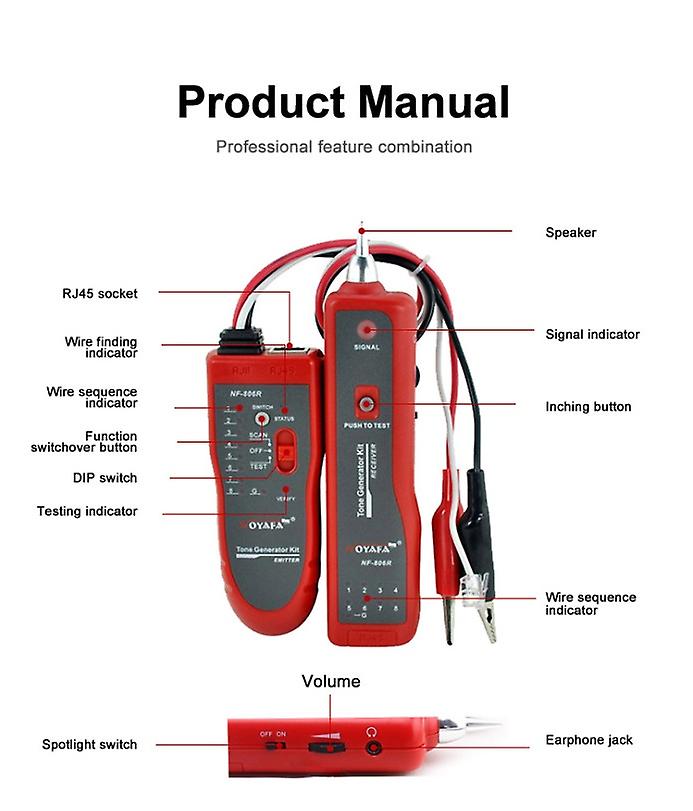 Noyafa Mutifuncation Cable Test Nf-806 Detector Support Trace Telephone Lan Wire Finder Cable Continuity Tester Wiremap