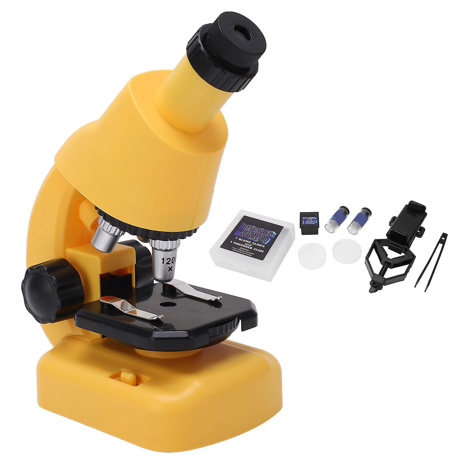 Kids Microscope Toy 100X 400X 1200X Ergonomic Good Stability Kids Microscope Science Kit with LED Lights for Home School
