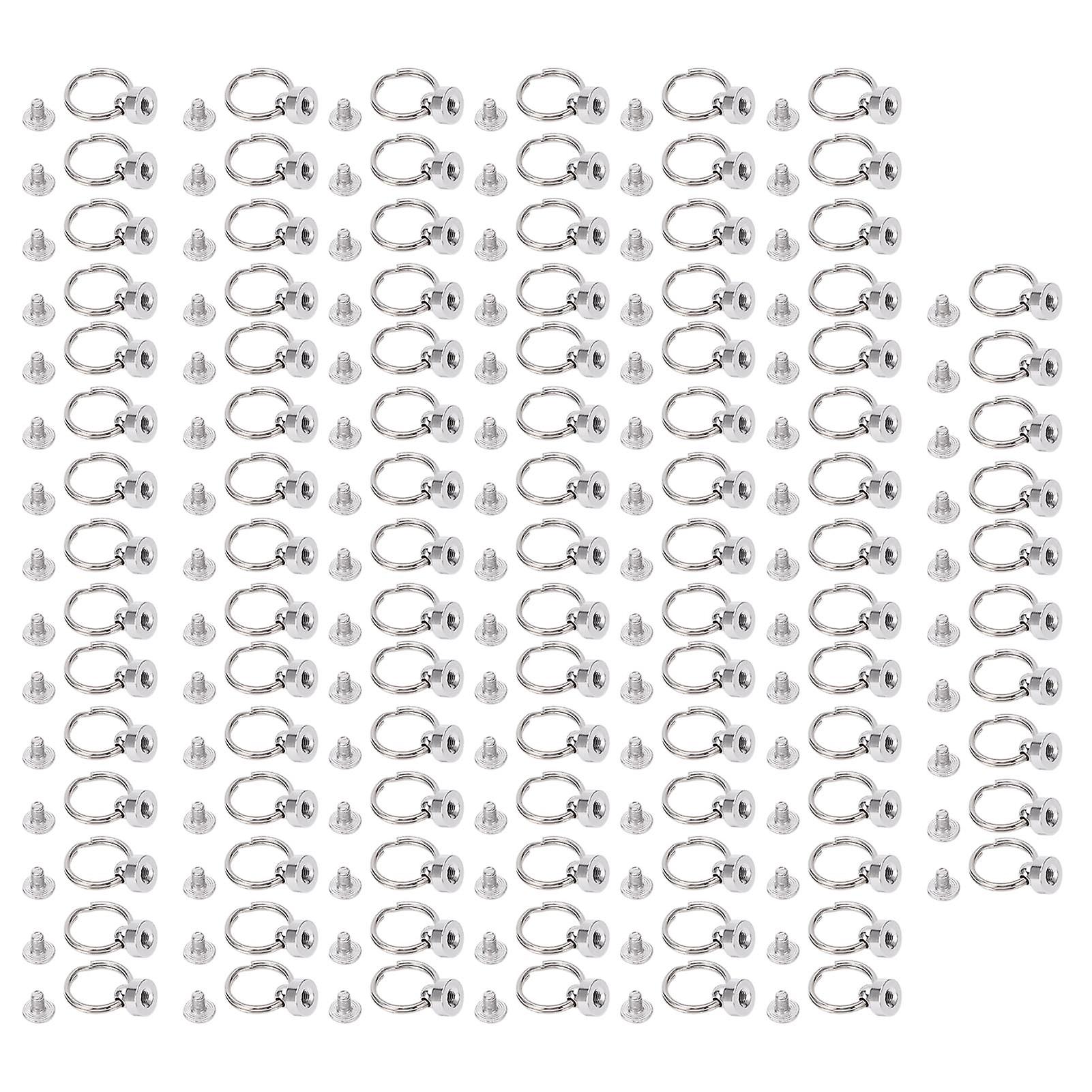 2025 Latest Model  100set Round Head Rivet Silver Double Circle Pull Rings