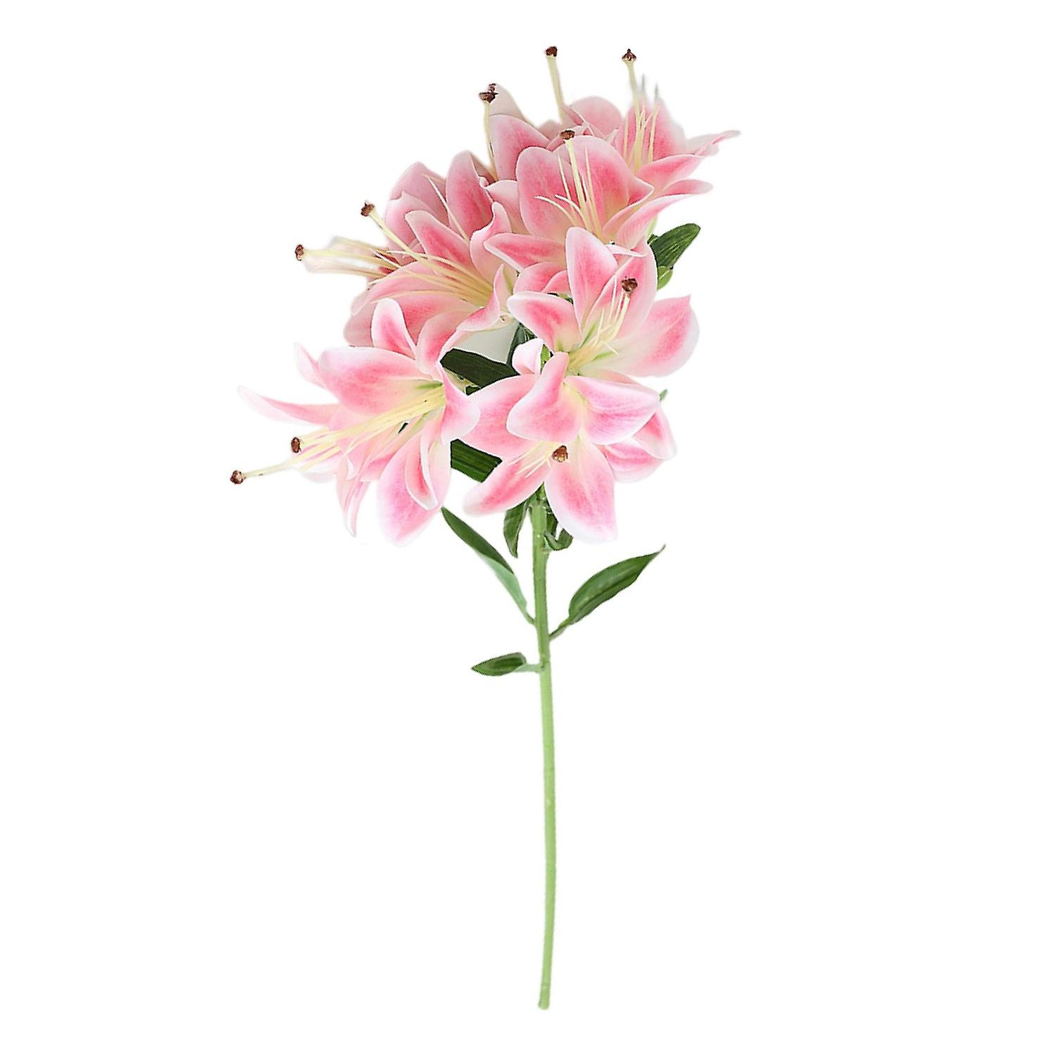 Lily Bouquet Not Fade Non-Withering Easy Care No Watering Aesthetic Decorative Soft Rubber 10 Head S