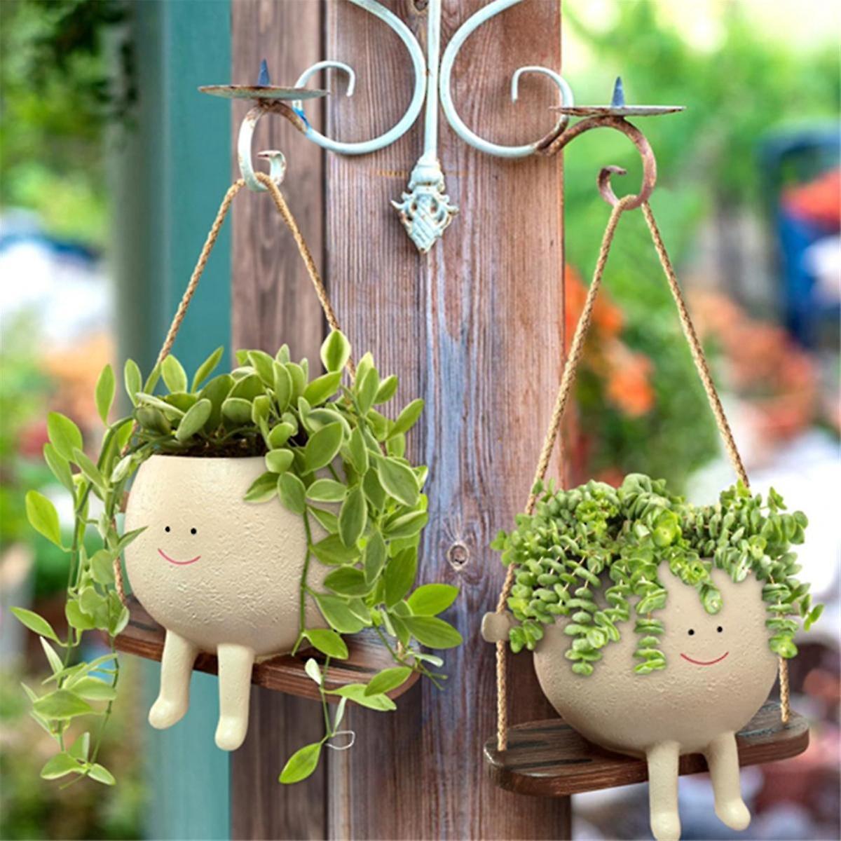 POT DE FLEUR,Style B--Jardinière Suspendue En Résine Pour Visage De