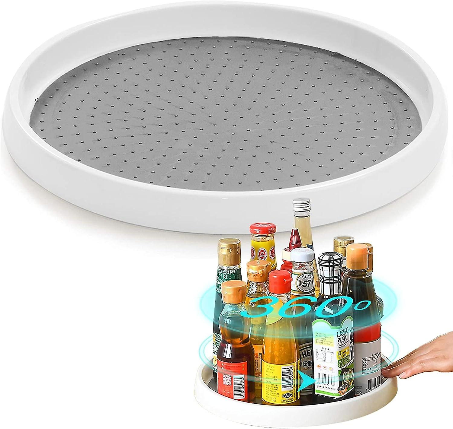 Turntable Cupboard Organizer, Rotating Spice Rack for Kitchen Storage & Organization, Non-Slip Condi
