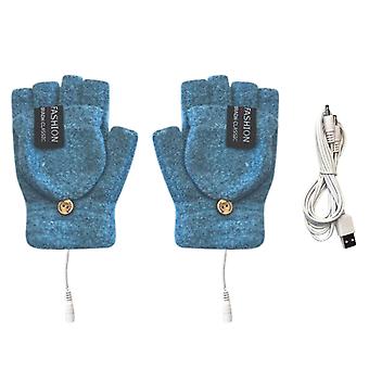 Opvarmede handsker USB-opvarmning Vinter Elektriske opvarmede vanter Varm enkeltsidet opvarmning Halvhænder USB opvarmning Studerende og kvinder Anti-slip Ski Hand 739