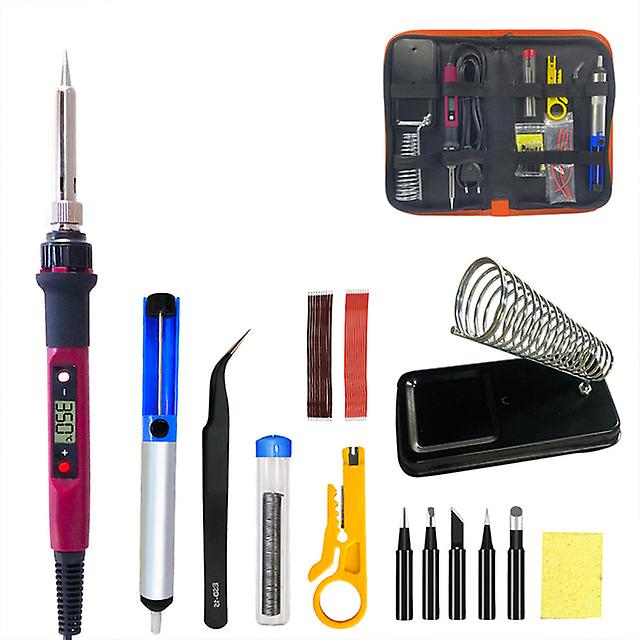 Kit de fer à souder Température réglable 80w Lcd Soudure Outils de soudage Chauffage céramique Pointe de soudure Pompe de dessoudage Pack famille