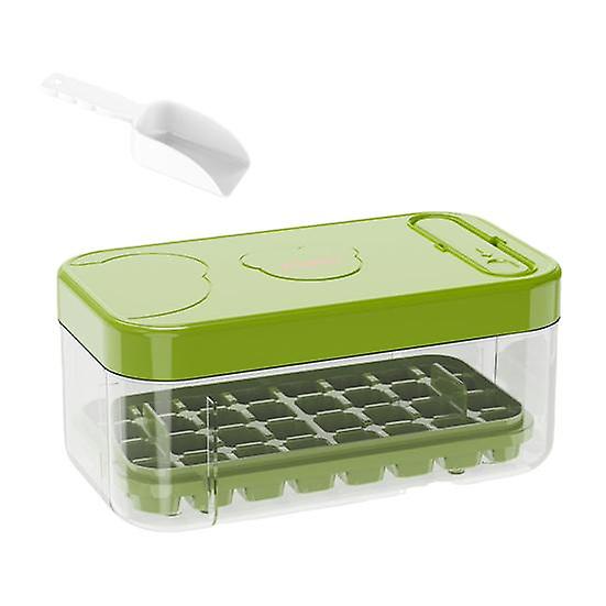 Ice Cube Tray with Lid Bin Scoop Freezer Ice Cube Maker Non-Stick Easy to Clean Odor-Proof Quick Release Ice Mold for Soda Cocktails Whiskey Vodka