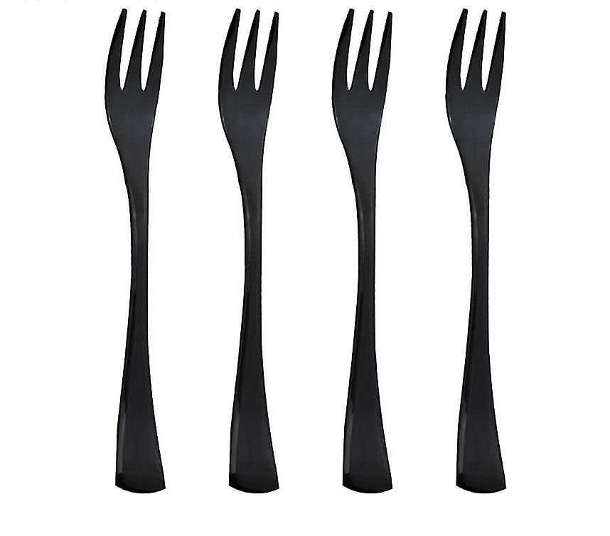 Forks 4 Pcs Stainless Steel 3 Tines Cake Fork Set Mirror Black Fork