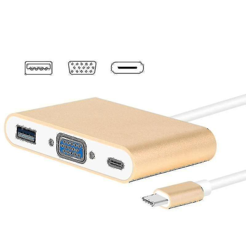 New 2023 Usb Type C To Vga 3-in-1 Hub Adapter Supports Usb Type C Tablets And Laptops For Macbook Pr