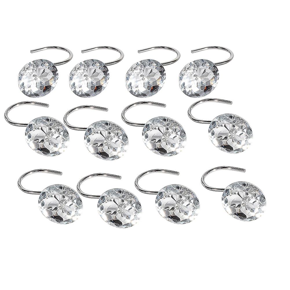 12pcs\/Box Shower Curtain Hooks Rhinestone Bling Slide Bathhroom Rolling Decoration