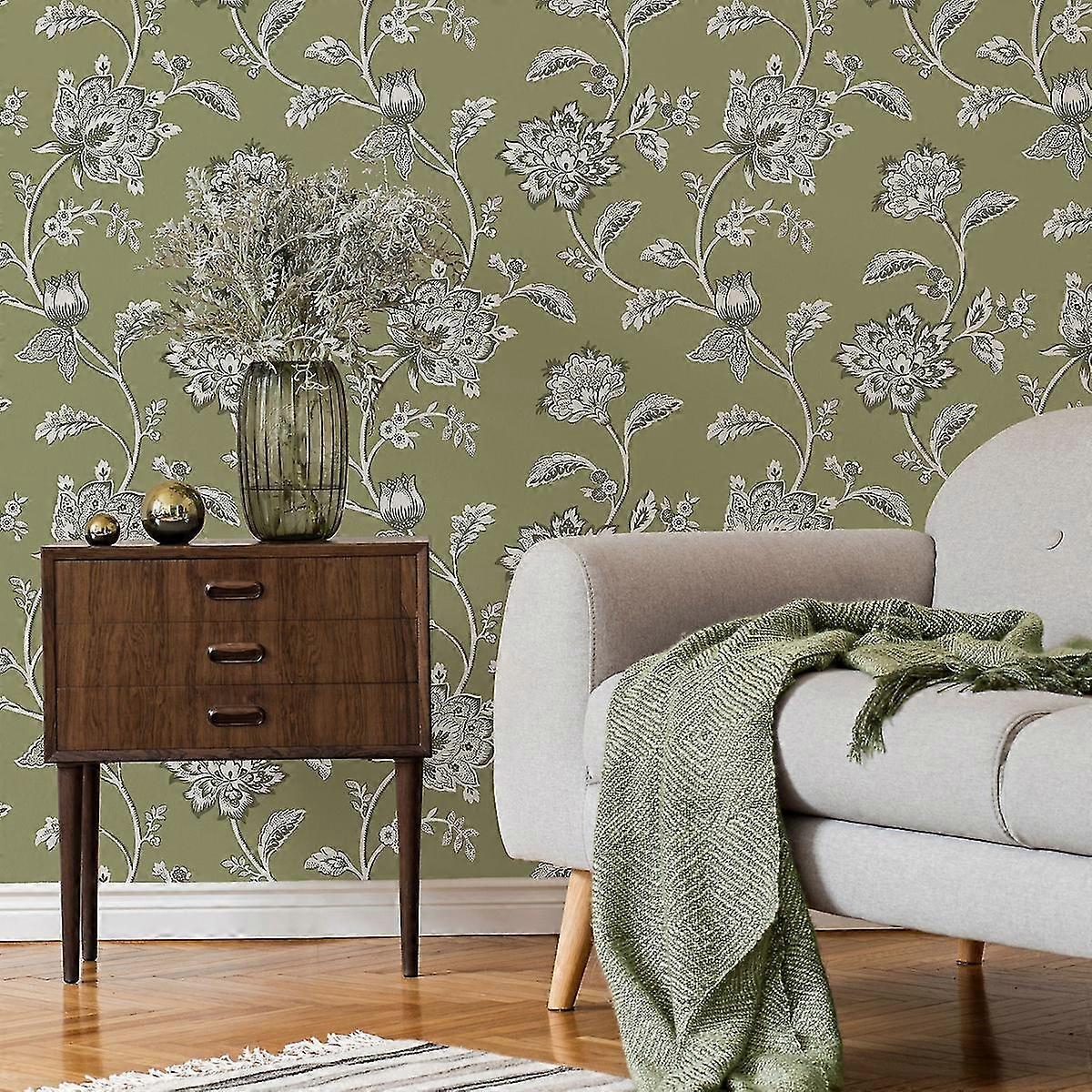 Juliette blommig texturerad tapet fin inredning