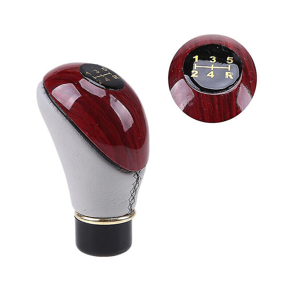 Durable High Quality New Car Shifter Lever Stick Shift Knob Handle 1pc 1x 5 Speed Abs+leather Beige/