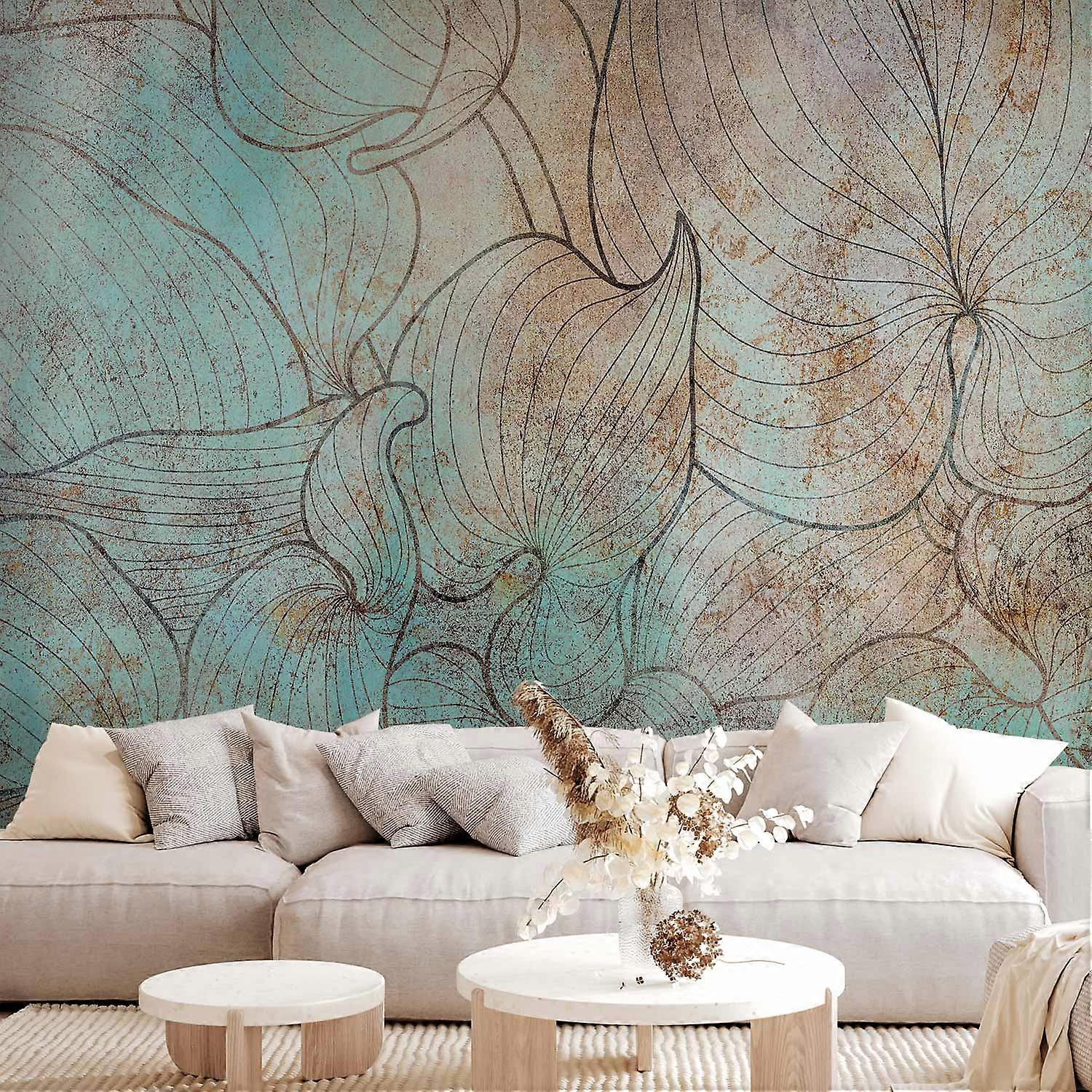 Fototapeta - Listy v modré barvě