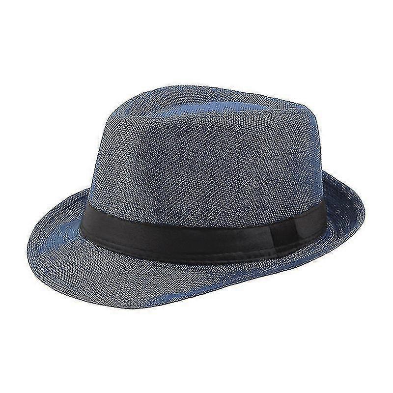 Men's Linen Solid Hat Summer Beach Jazz Hat Cowboy Fedora Hat For Men