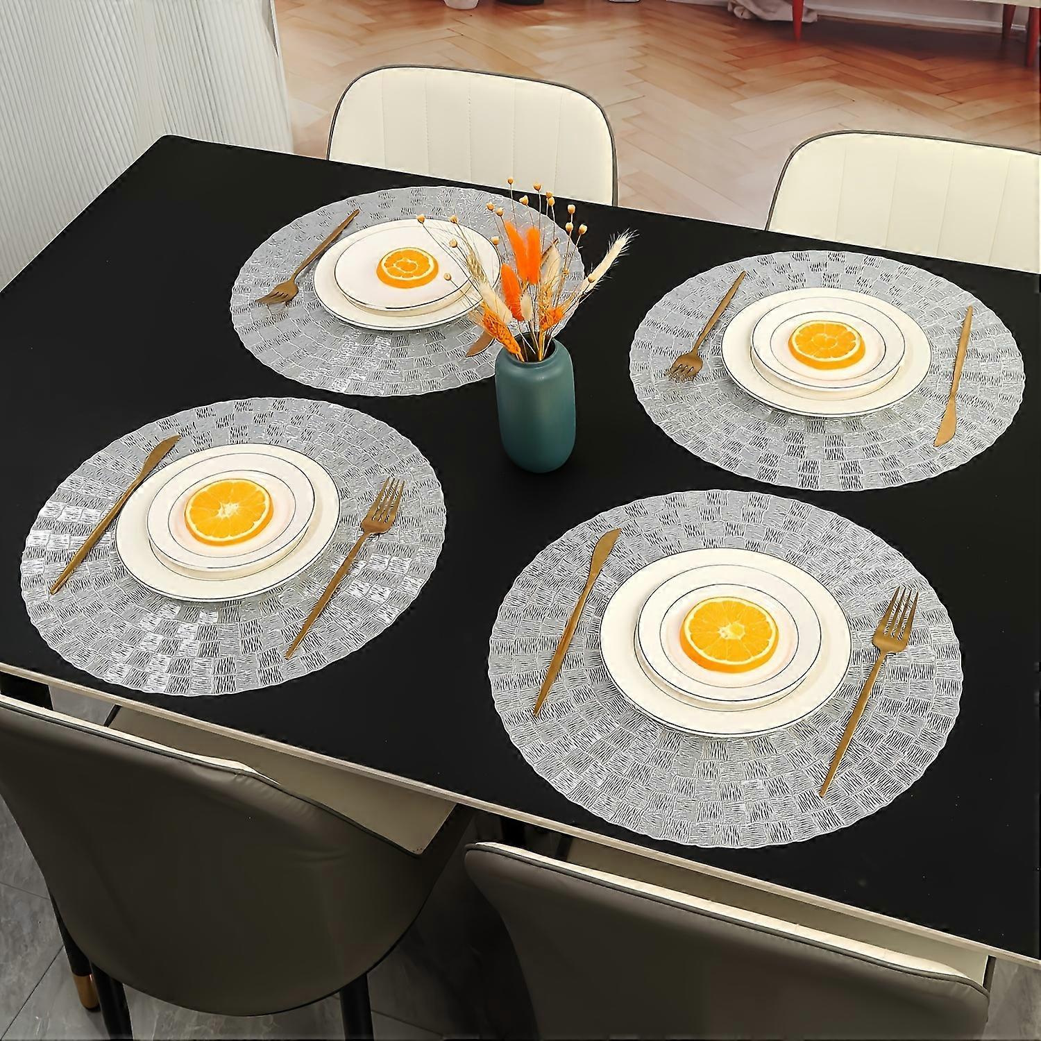 PVC Potholders, Set of 4/6/8, Washable, Non-Slip, Heat Resistant Dining Placemats - 15in Diameter