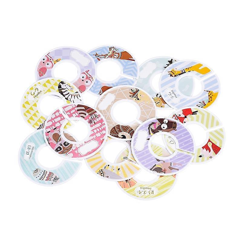 12Pcs Round Flower Print Child Clothes Rack Size Dividers Marking Ring Size Dividers Round Hangers