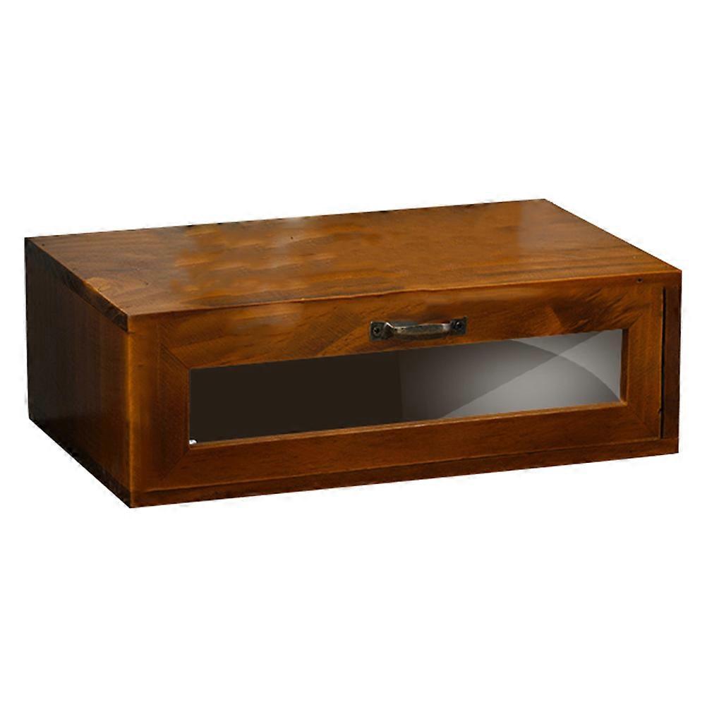1Pc Vintage Computer Elevating Rack Desktop Storage Box Wooden Dresser Box