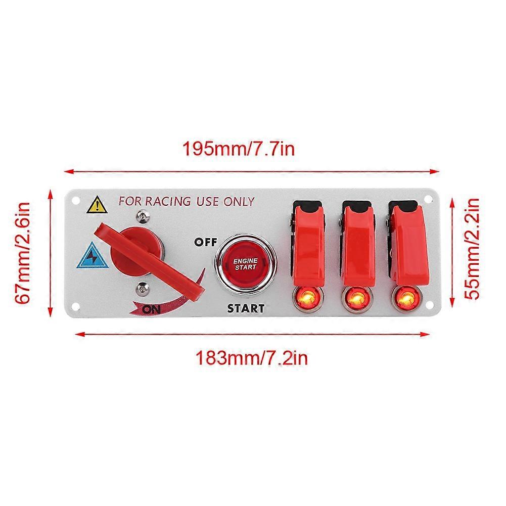 12V Racing Car Ignition Switch Panel Engine Start LED Push Button Toggle Panel