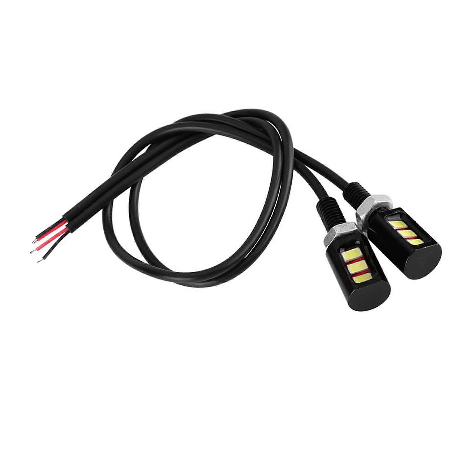 2x 12V Universal Car Motorcycle License Number Plate Screw Bolt Light Lamp White LED