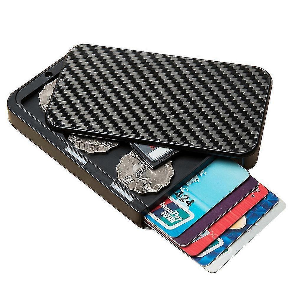 Kartenetui Kartenhalter Mann, Mode RFID Kohlefaser Geldbörseschwarz