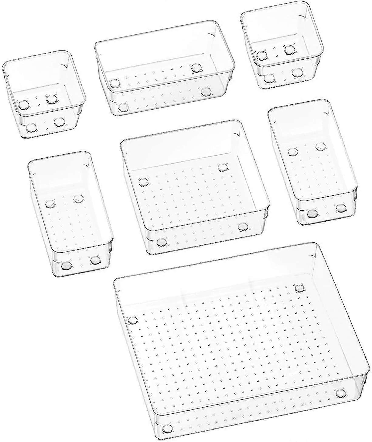 Cusine Drawer Organizer, Covered Storage All Transparent Batch Of 7, Polystyrene Storage Box, Put Order For Covered, Jewelry, Cosmetics For Kitchen Ba