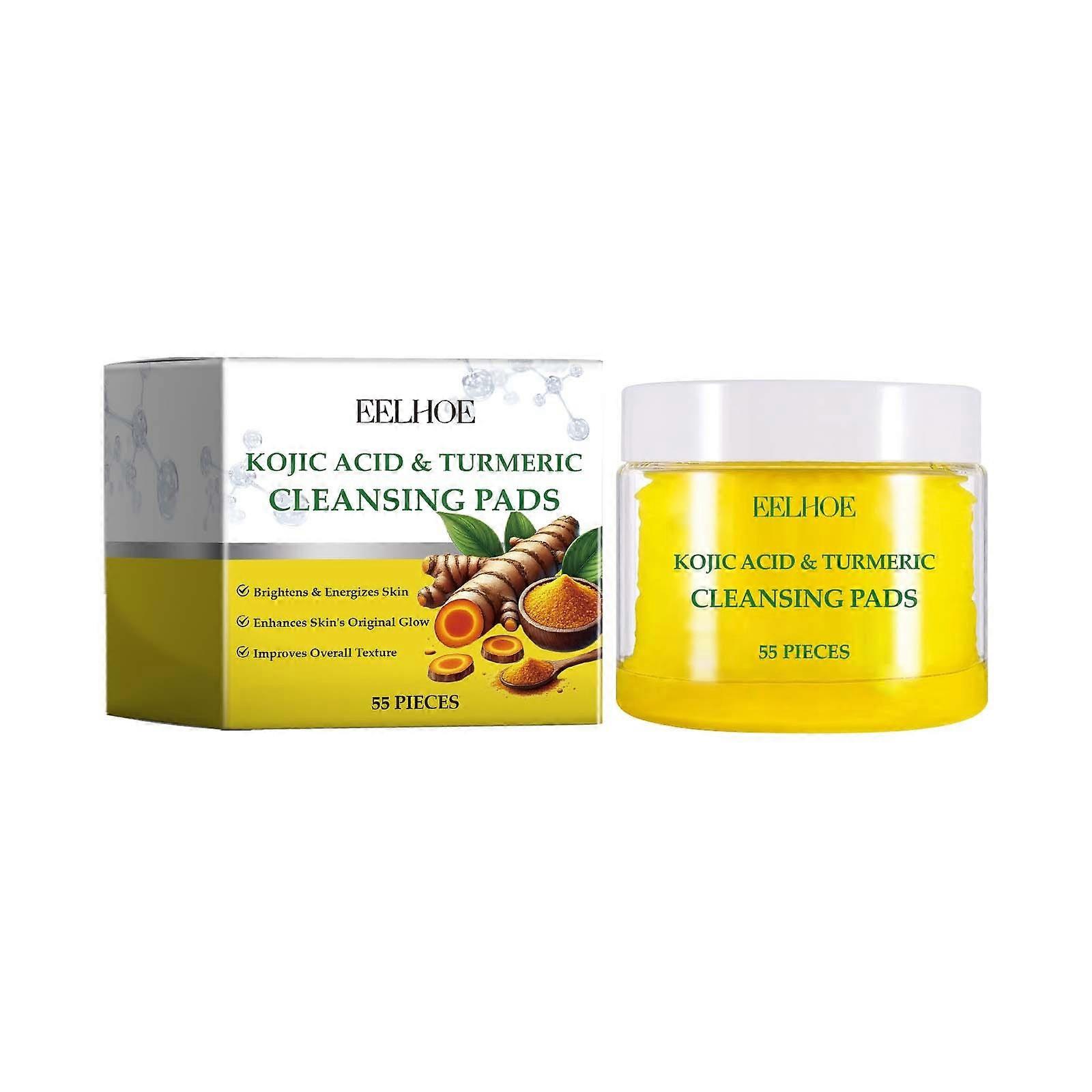 Turmeric Facial Cleansing Pads - Gentle Facial Exfoliation Compressed Sponge With Curcuminic - 55pcs/Bag