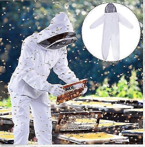 Natural Cotton Beekeeper Jumpsuit With Fencing Veil-xl