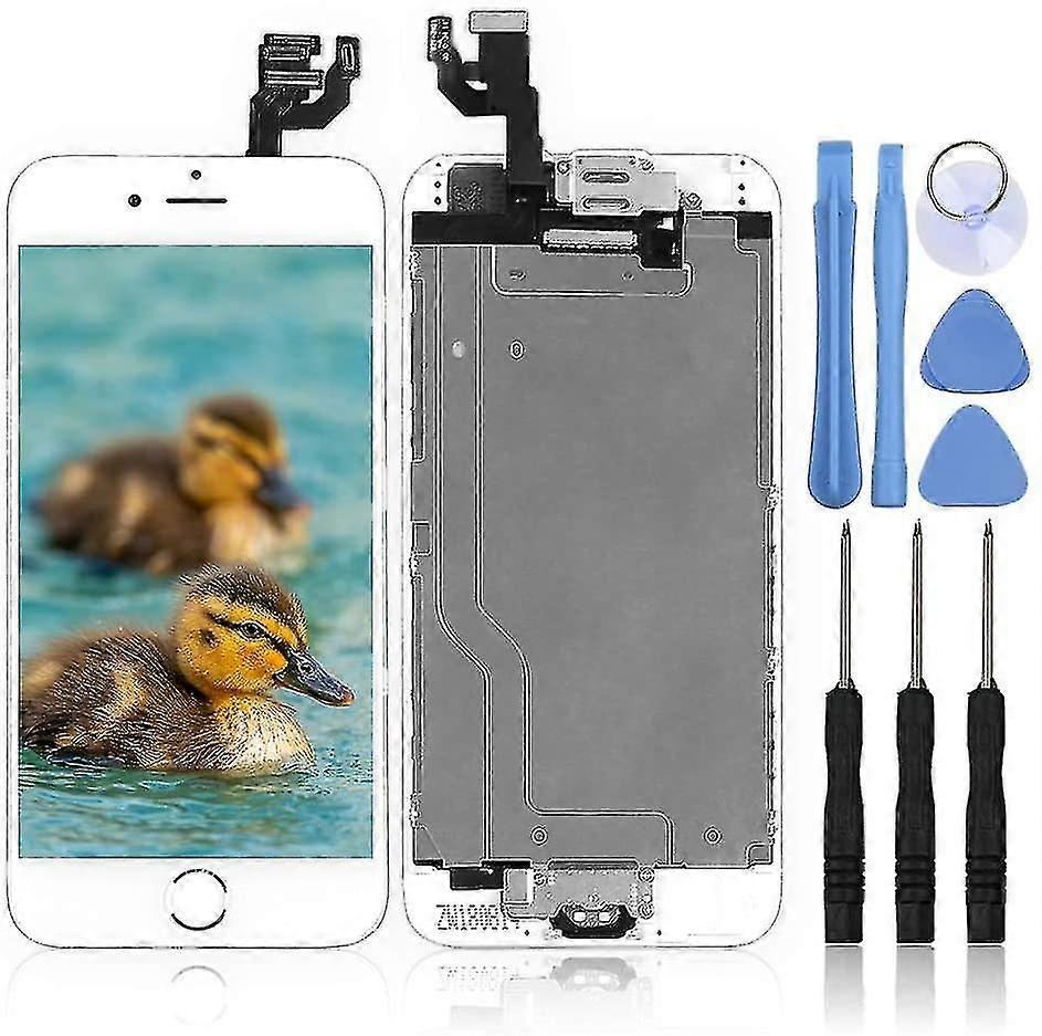 4.7'full Lcd Display Assembly With Home Button, Front Facing Camera, Earpiece Speaker Pre Assembled For Iphone 6 Digitizer Screen Replacement White