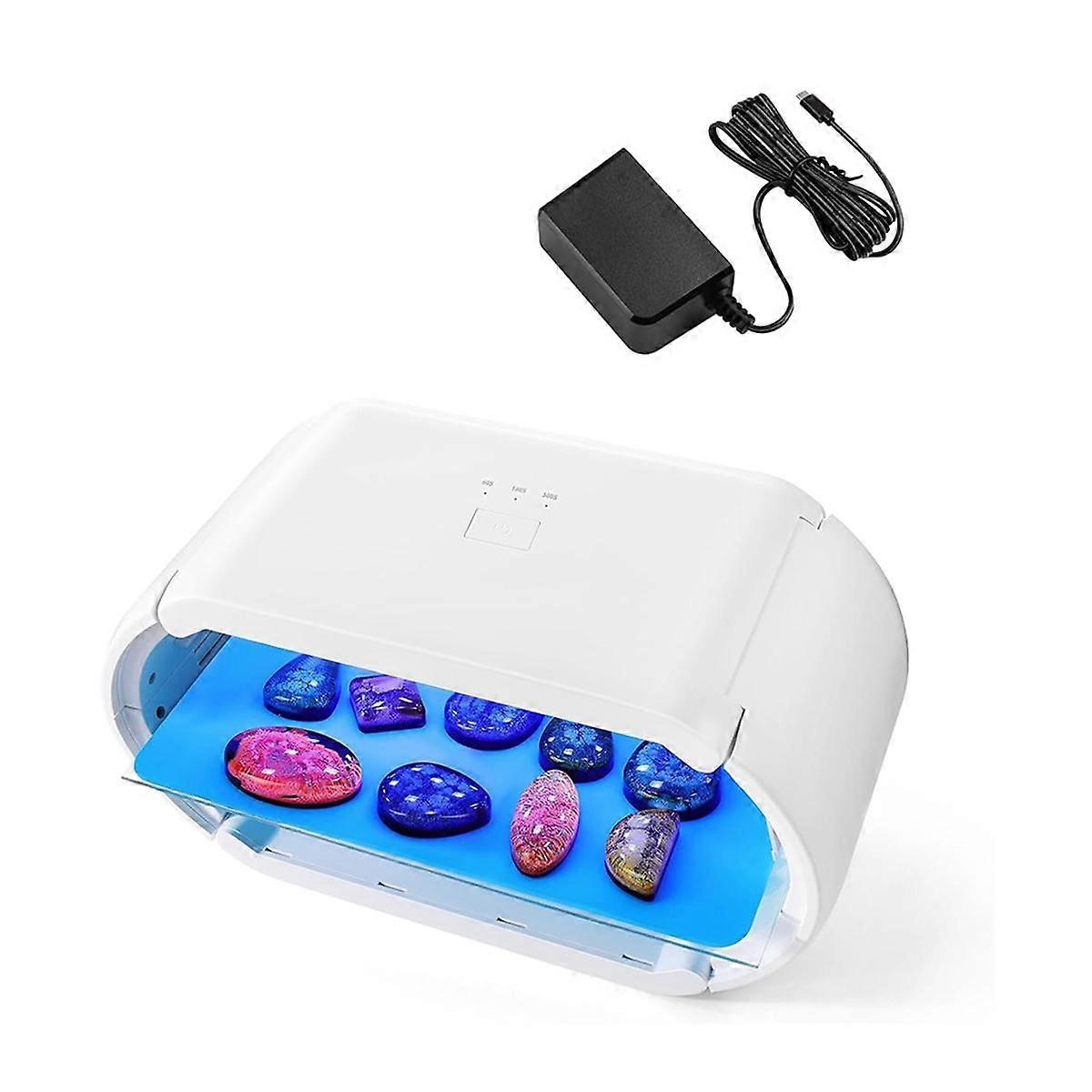 2-In-1 UV Resin Lamp, Faster Curing Double-Sided UV Resin Lamp with 48 LED Beads, Adjustable Time Setting EU Plug