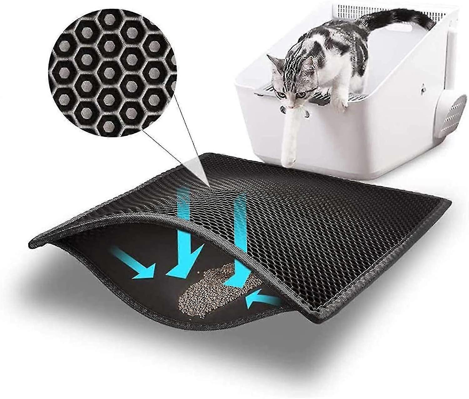 Cat Litter Mat Litter Trapper Size12 X 12, Honeycomb Double-layer Design Waterproof Urine Proof Material, 2-layer Sifting Easy Clean Scatter Control