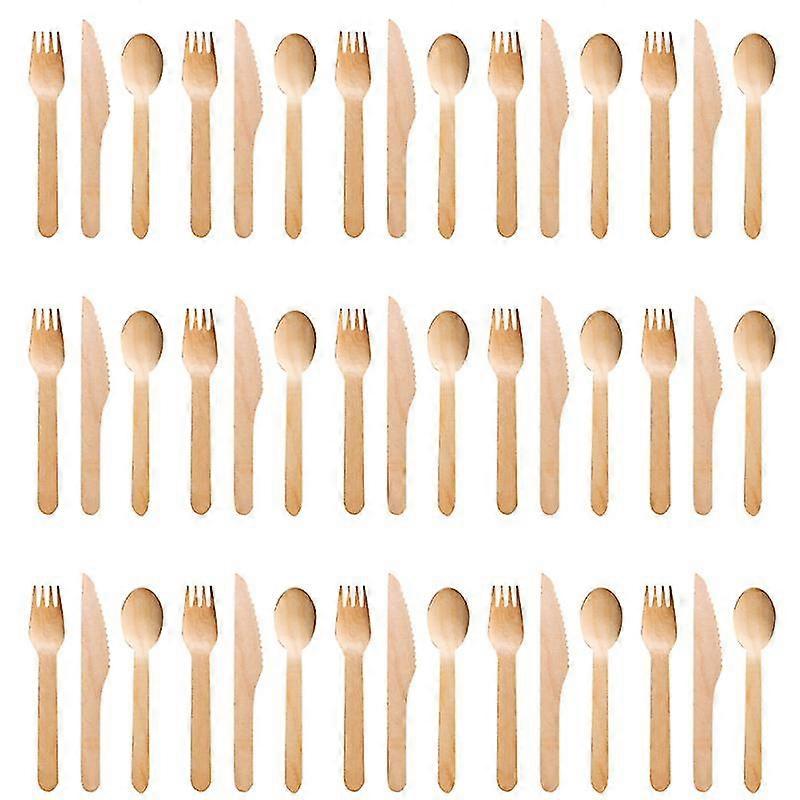 1 set wood cutlery fork spoon set disposable tableware party supplies