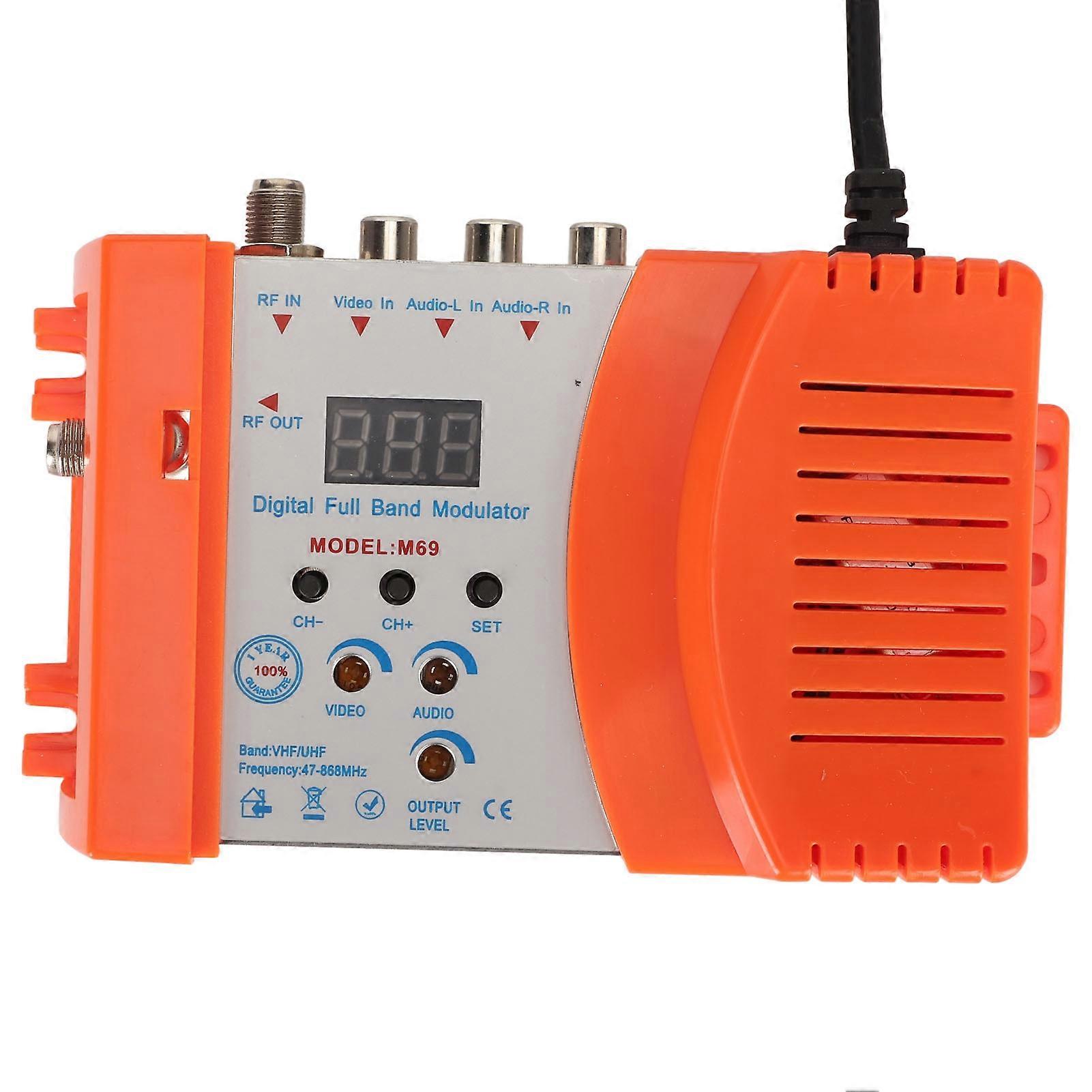 AV To RF Modulator Support VHF UHF PAL NTSC TV Link Modulator with Digital Display for Set Top Boxes 90240V EU Plug NO.8440