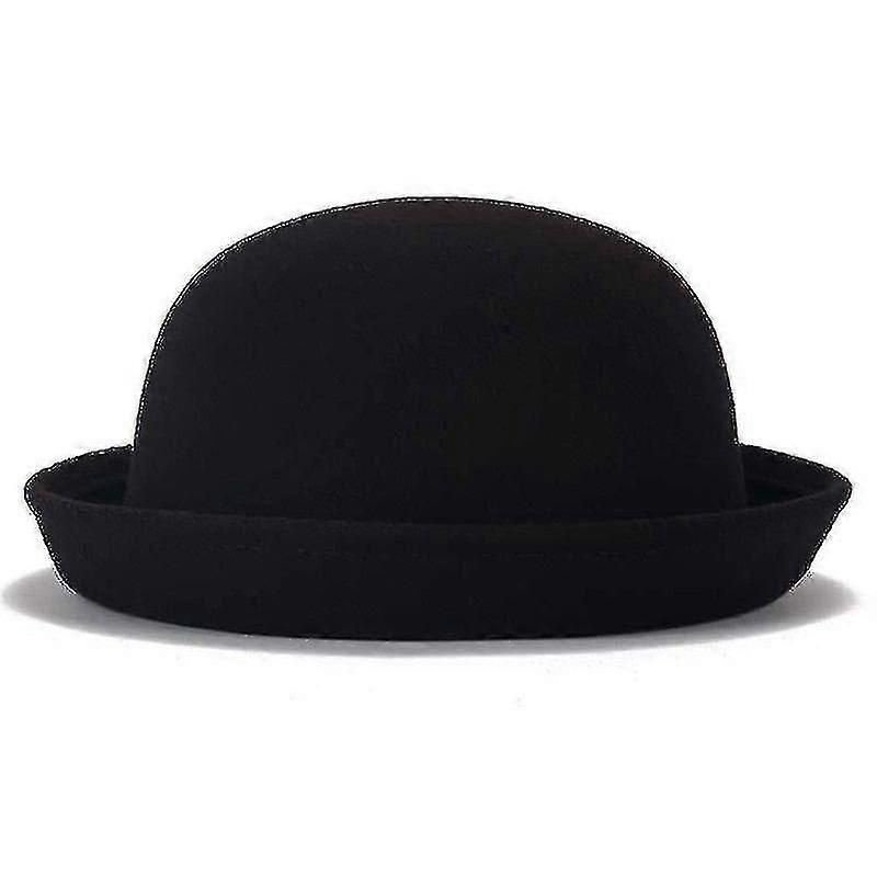 Trendy Women Solid Color Bowler Derby Wool Felt Hat