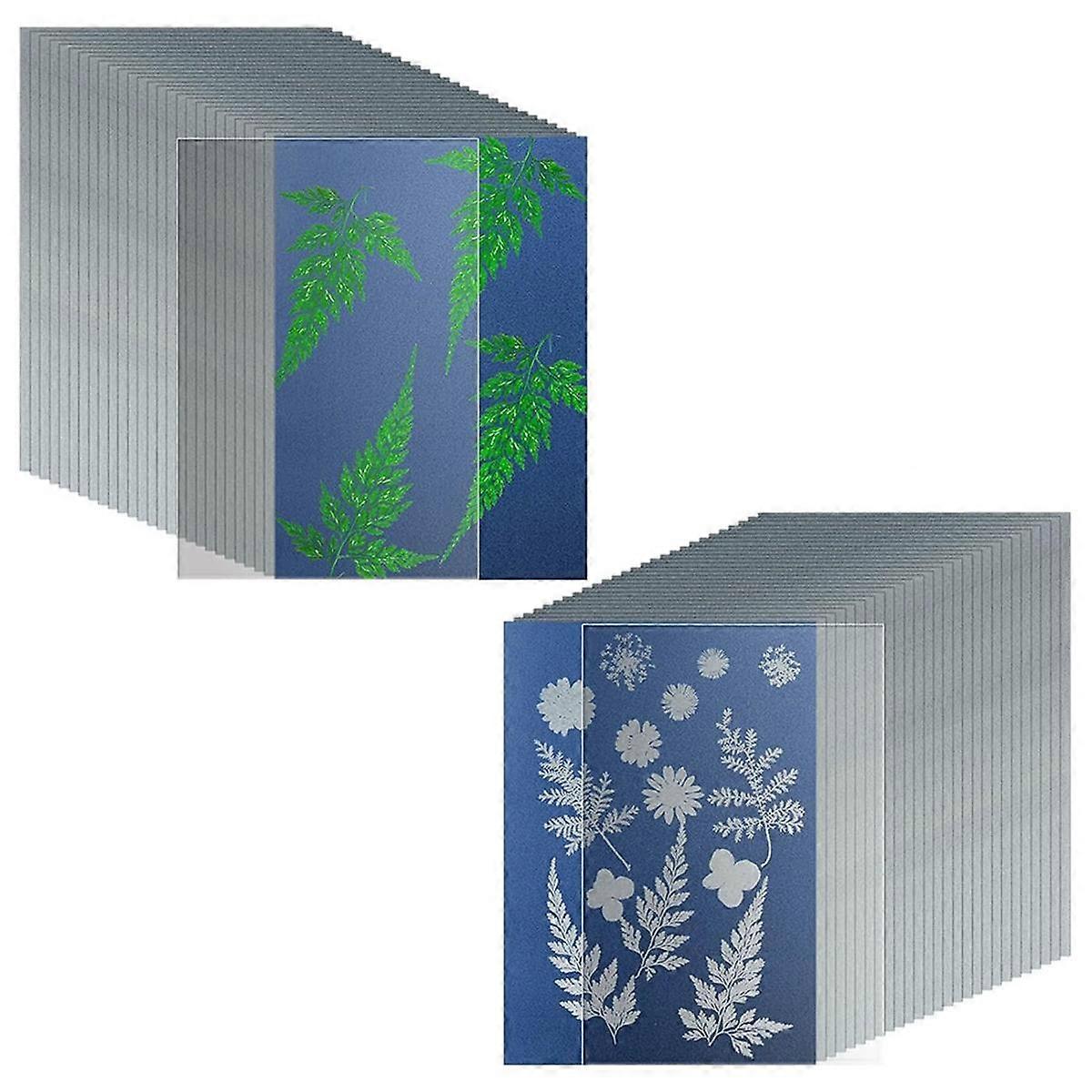 38 Sheets Cyanotype Paper A5 Sun Print Paper Kit with 2 Clear Acrylic Sheets High Sensitivity Solar