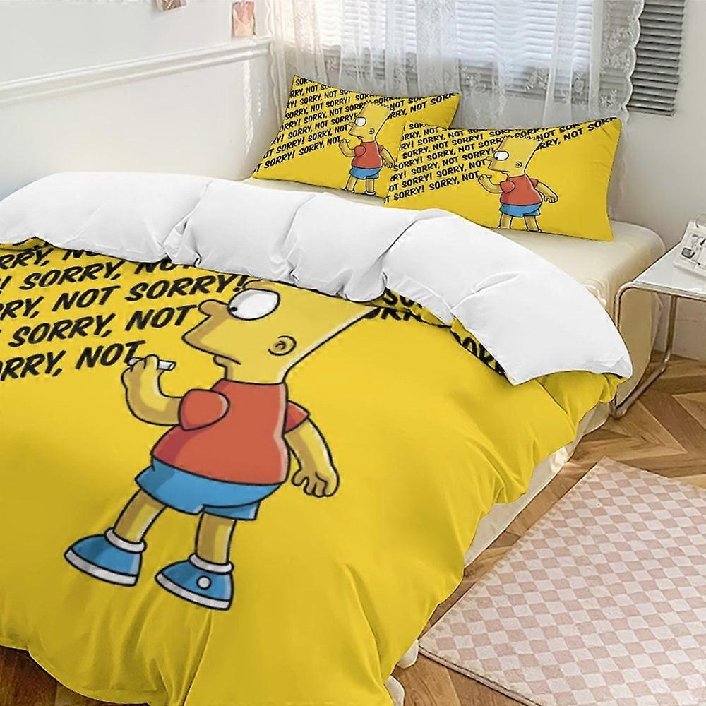 x160 Conjunto de Cama de 3 Peças Os Simpsons Capa de Edredom Macia e Quente e Confortável com 1 Capa de Edredom e 2 Fronhas para Quarto b160