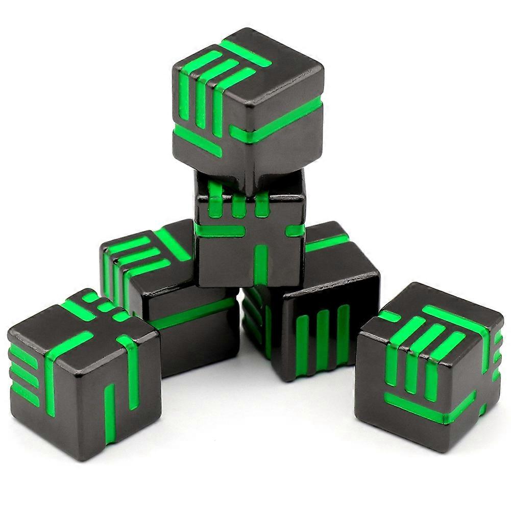 Metal Dice, 6PCS Heavy Solid Metallic Dice Set for Dungeons and Dragon Tabletop Game Green Black