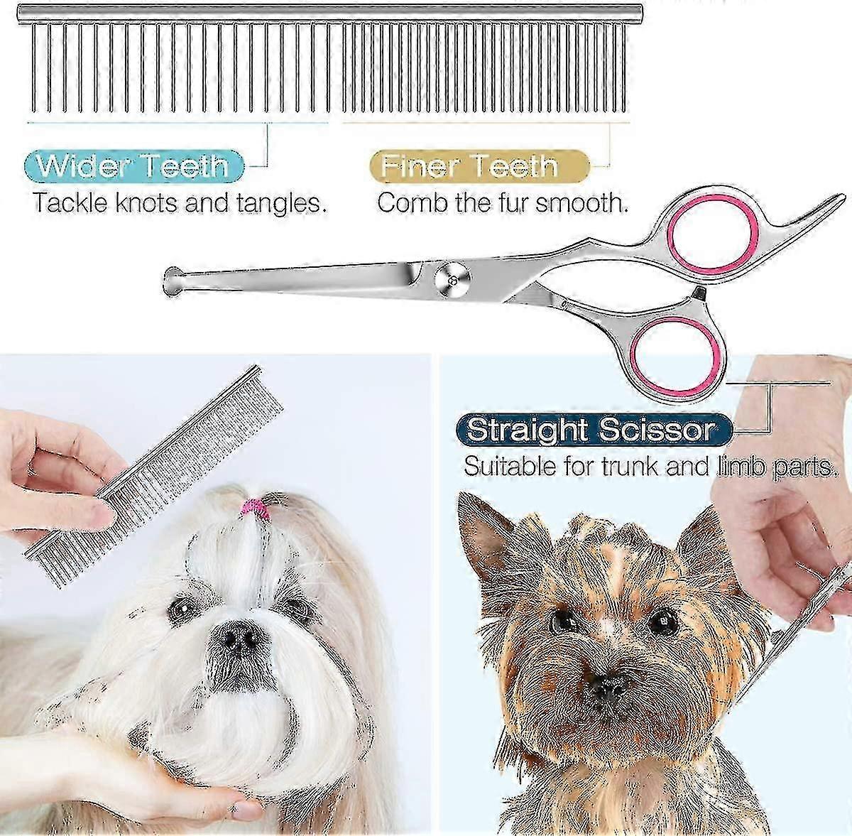Dog Grooming Scissors Kit Professional Safety Thinning Shears Comb