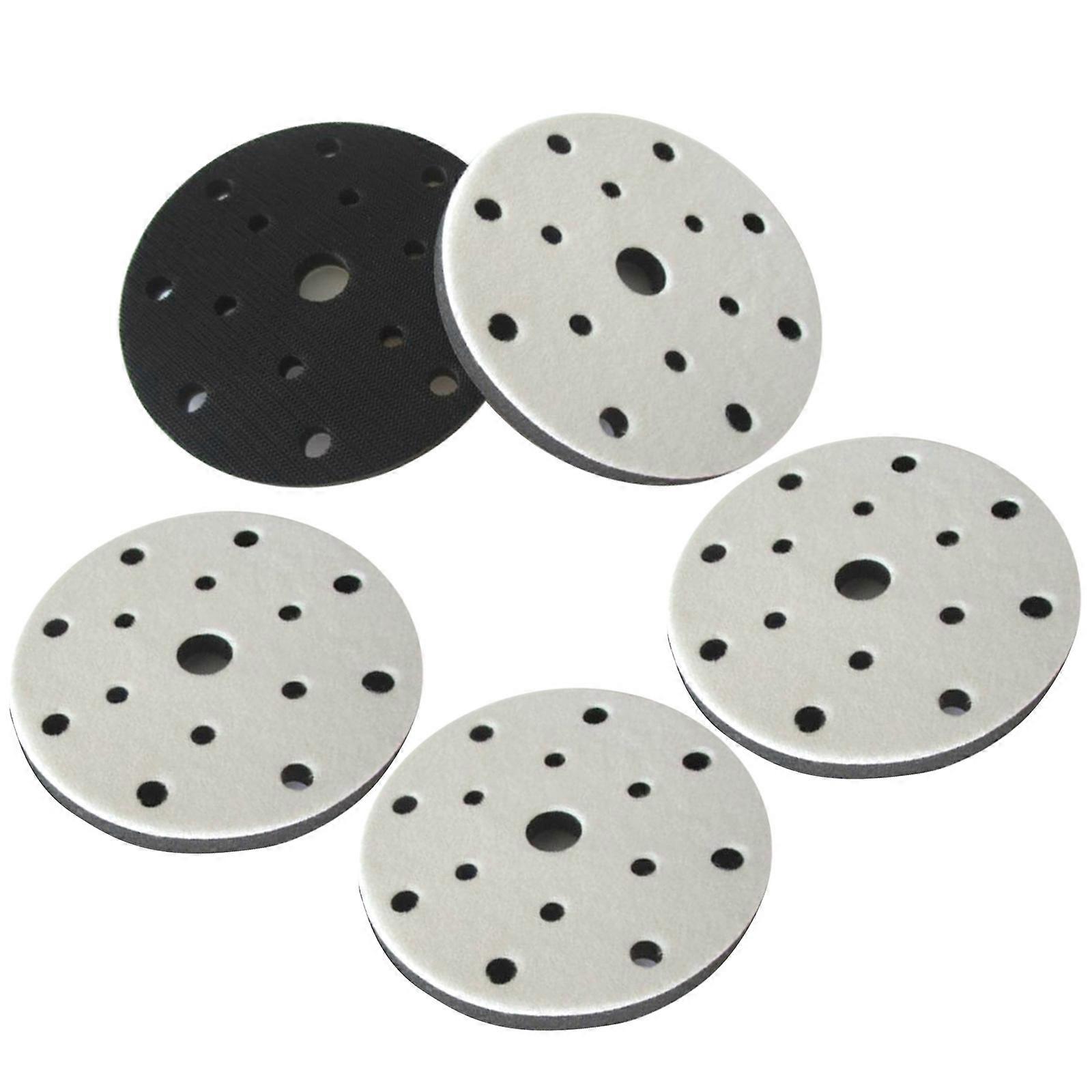 6" Durable Hook Loop Sanding Disc Backing Pads - 15 Holes, Anti-Corrosion, Dust-Free, 5 Packs