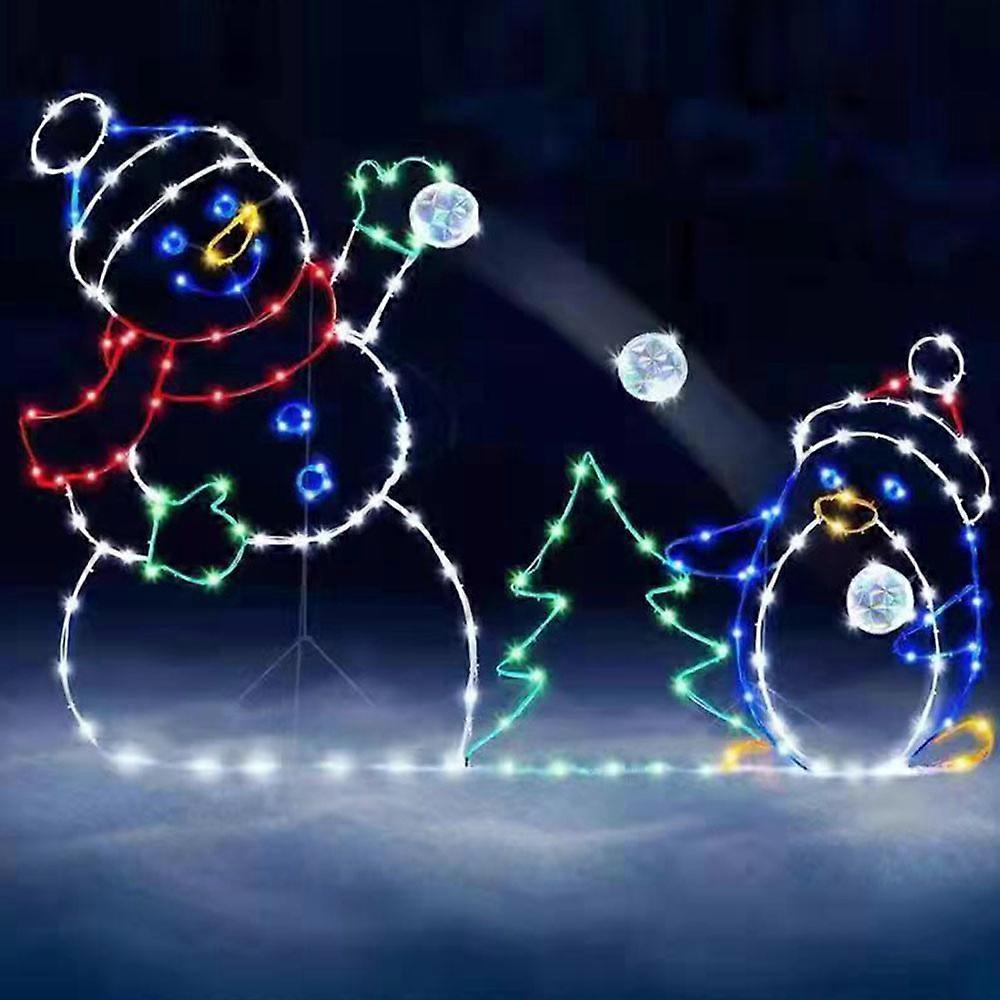 Açık Kardan Adam Işıklı LED Noel Bahçesi Yard Lambası Dekorasyon Noel Süsleri