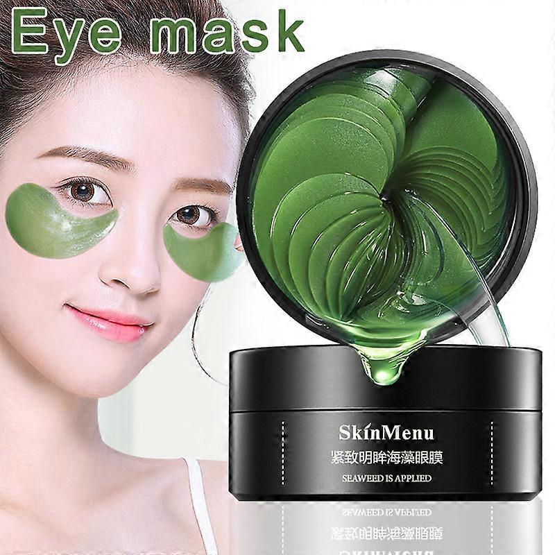 60Pcs/Box Eye Patches Pad Anti Aging Dark Circle Collagen Green Seaweed Eyes Mask Gel