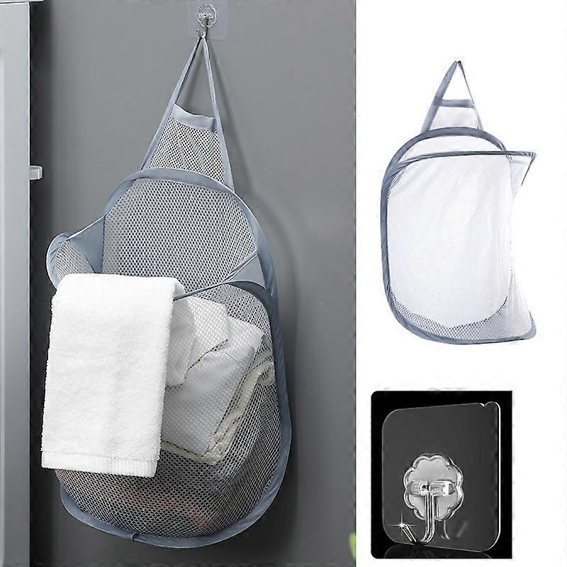 Wall-mounted Laundry Basket Polyester Collapsible Large Capacity Dustproof Dirty Laundry Hamper Bag