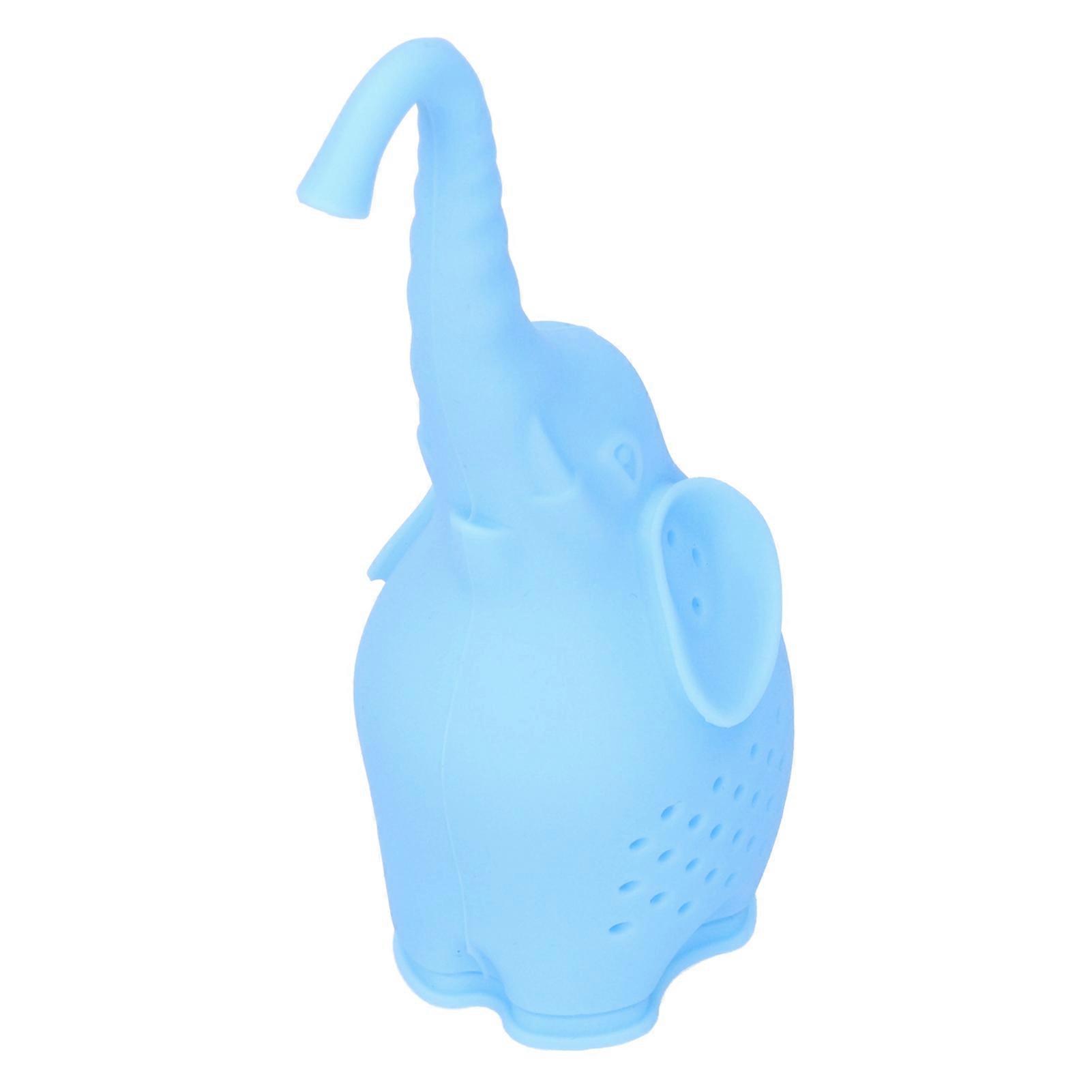 Perforated Stainless Steel Base Loose Leaf Tea Strainer, Extra Fine Mesh Cartoon Elephant Shaped Tea Infuser, Wide Usage Hassle Free Cleaning (Blue)