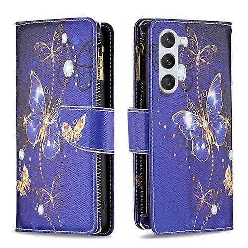 For Samsung Galaxy S24 5G Colored Drawing Pattern Zipper Leather Mobile Phone Case