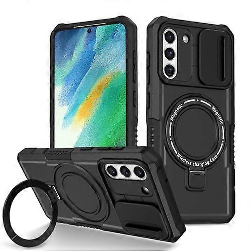 For Samsung Galaxy S21 FE 5G Sliding Camshield Magsafe Holder TPU Hybrid PC Mobile Phone Case