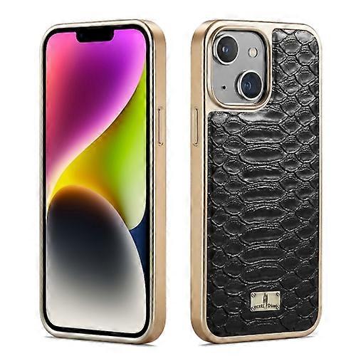 For iPhone 15 Fierre Shann Python Texture Electroplating PU Mobile Phone Case