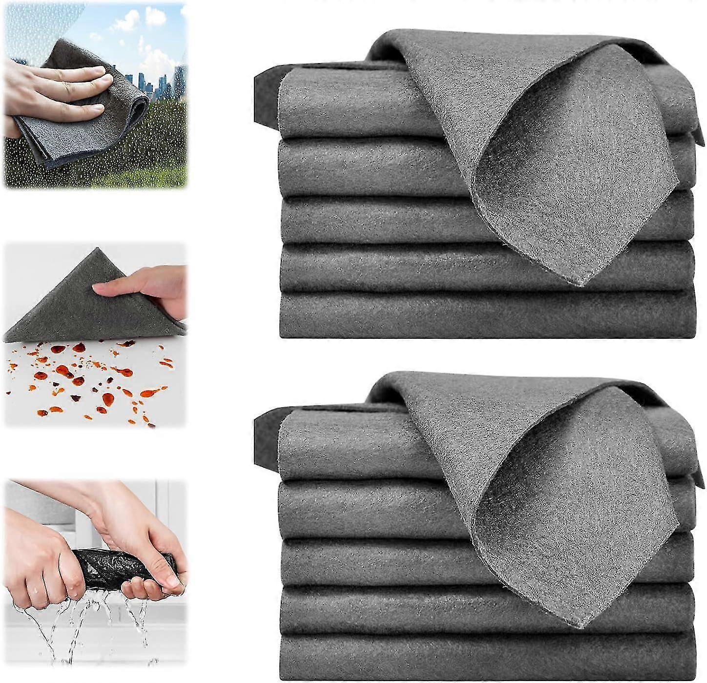 Glass Cleaning Magic Cloth, 10Pcs Thickened Magic Cleaning Cloth, Glass Wiping Rags, Streak Free Microfiber Glass Cleaning Cloth, All-Purpose Microfib Size 10