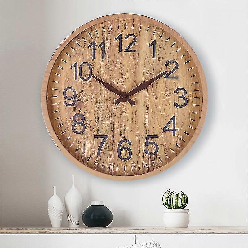 Nordic Minimalist Wooden Wall Clock No Ticking Round Hanging Clocks Elegant
