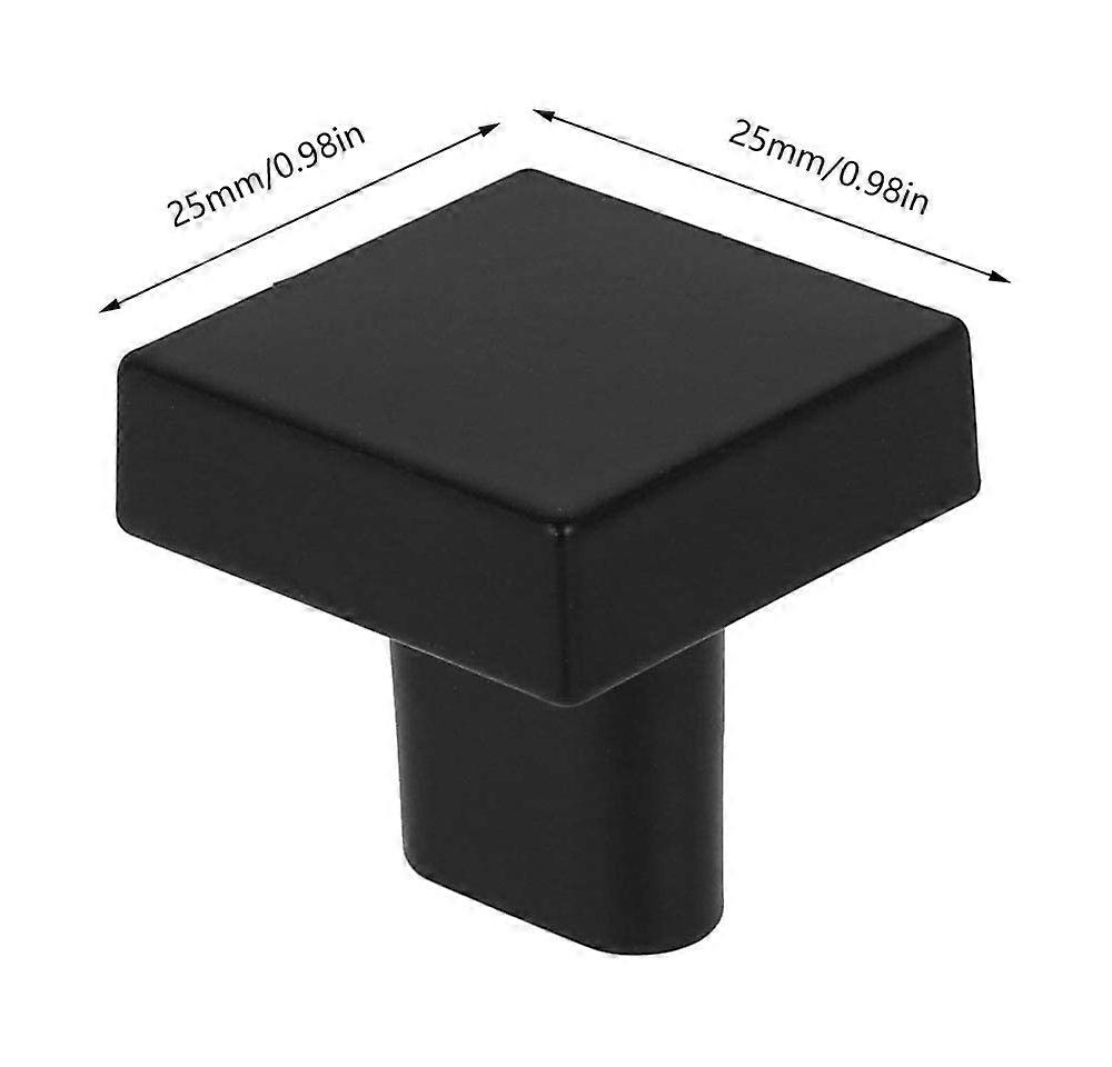 Set of 5, Door Knobs, Solid Brass Square Cabinet Knobs, Vintage Kitchen Furniture Handles, (Black)